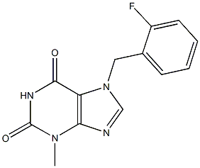 7-(2-fluorobenzyl)-3-methyl-3,7-dihydro-1H-purine-2,6-dione Struktur