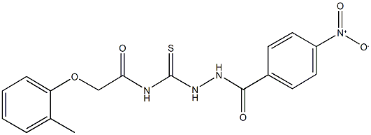 N-[(2-{4-nitrobenzoyl}hydrazino)carbothioyl]-2-(2-methylphenoxy)acetamide Struktur