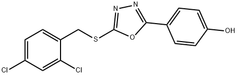 4-(5-{[(2,4-dichlorophenyl)methyl]sulfanyl}-1,3,4-oxadiazol-2-yl)phenol Struktur