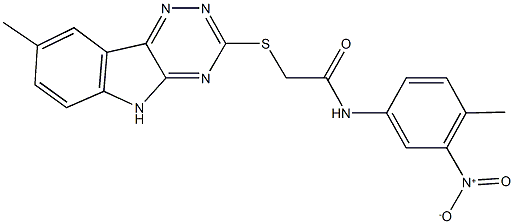 N-{3-nitro-4-methylphenyl}-2-[(8-methyl-5H-[1,2,4]triazino[5,6-b]indol-3-yl)sulfanyl]acetamide Struktur