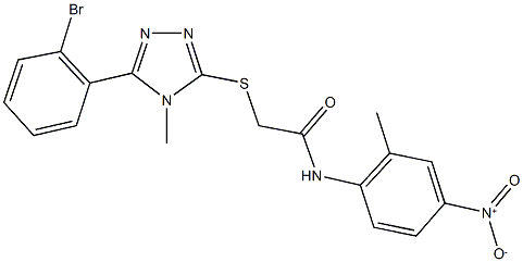 2-{[5-(2-bromophenyl)-4-methyl-4H-1,2,4-triazol-3-yl]sulfanyl}-N-{4-nitro-2-methylphenyl}acetamide Struktur