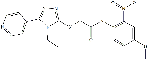 2-[(4-ethyl-5-pyridin-4-yl-4H-1,2,4-triazol-3-yl)sulfanyl]-N-[2-nitro-4-(methyloxy)phenyl]acetamide Struktur