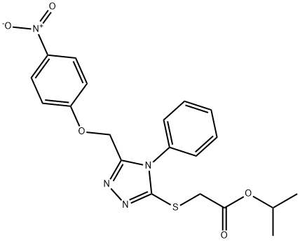 1-methylethyl ({5-[({4-nitrophenyl}oxy)methyl]-4-phenyl-4H-1,2,4-triazol-3-yl}sulfanyl)acetate Struktur