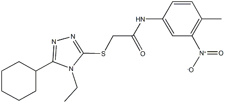 2-[(5-cyclohexyl-4-ethyl-4H-1,2,4-triazol-3-yl)sulfanyl]-N-{3-nitro-4-methylphenyl}acetamide Struktur