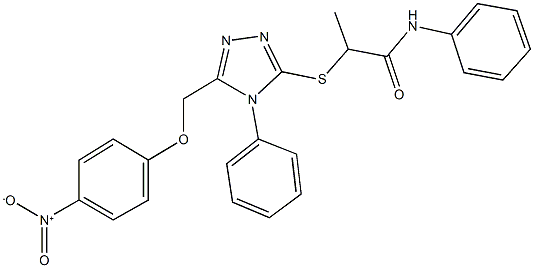 2-{[5-({4-nitrophenoxy}methyl)-4-phenyl-4H-1,2,4-triazol-3-yl]sulfanyl}-N-phenylpropanamide Struktur