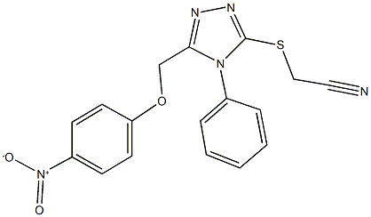 ({5-[({4-nitrophenyl}oxy)methyl]-4-phenyl-4H-1,2,4-triazol-3-yl}sulfanyl)acetonitrile Struktur