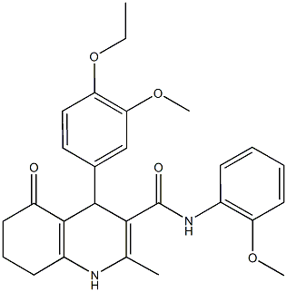 4-[4-(ethyloxy)-3-(methyloxy)phenyl]-2-methyl-N-[2-(methyloxy)phenyl]-5-oxo-1,4,5,6,7,8-hexahydroquinoline-3-carboxamide Struktur