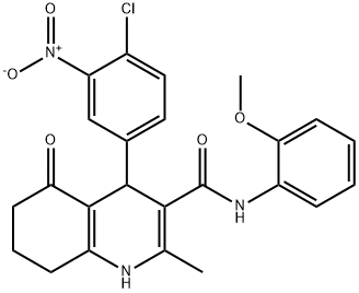 4-{4-chloro-3-nitrophenyl}-2-methyl-N-[2-(methyloxy)phenyl]-5-oxo-1,4,5,6,7,8-hexahydroquinoline-3-carboxamide Struktur