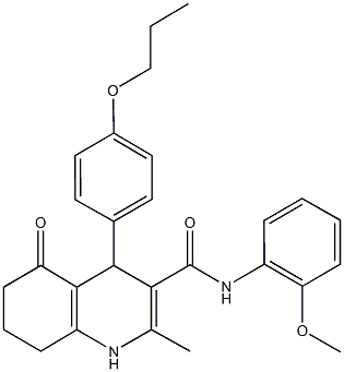 2-methyl-N-[2-(methyloxy)phenyl]-5-oxo-4-[4-(propyloxy)phenyl]-1,4,5,6,7,8-hexahydroquinoline-3-carboxamide Struktur