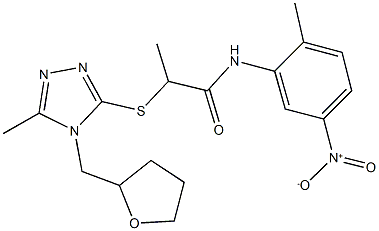 N-{5-nitro-2-methylphenyl}-2-{[5-methyl-4-(tetrahydro-2-furanylmethyl)-4H-1,2,4-triazol-3-yl]sulfanyl}propanamide Struktur