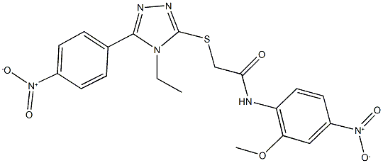 2-[(4-ethyl-5-{4-nitrophenyl}-4H-1,2,4-triazol-3-yl)sulfanyl]-N-{4-nitro-2-methoxyphenyl}acetamide Struktur