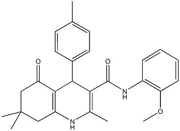 2,7,7-trimethyl-N-[2-(methyloxy)phenyl]-4-(4-methylphenyl)-5-oxo-1,4,5,6,7,8-hexahydroquinoline-3-carboxamide Struktur