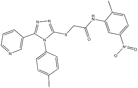 N-{5-nitro-2-methylphenyl}-2-{[4-(4-methylphenyl)-5-(3-pyridinyl)-4H-1,2,4-triazol-3-yl]sulfanyl}acetamide Struktur