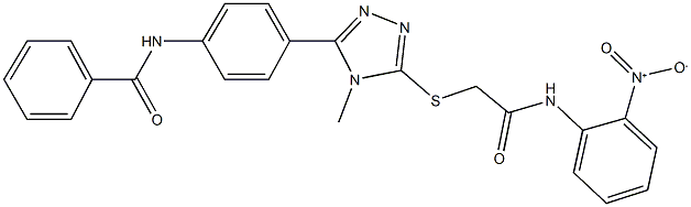 N-(4-{5-[(2-{2-nitroanilino}-2-oxoethyl)sulfanyl]-4-methyl-4H-1,2,4-triazol-3-yl}phenyl)benzamide Struktur