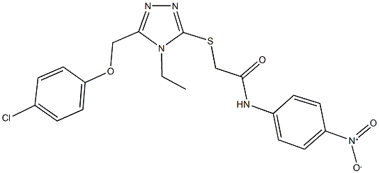 2-({5-[(4-chlorophenoxy)methyl]-4-ethyl-4H-1,2,4-triazol-3-yl}sulfanyl)-N-{4-nitrophenyl}acetamide Struktur