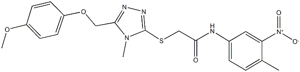 N-{3-nitro-4-methylphenyl}-2-({5-[(4-methoxyphenoxy)methyl]-4-methyl-4H-1,2,4-triazol-3-yl}sulfanyl)acetamide Struktur