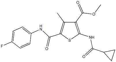 methyl 2-[(cyclopropylcarbonyl)amino]-5-{[(4-fluorophenyl)amino]carbonyl}-4-methylthiophene-3-carboxylate Struktur