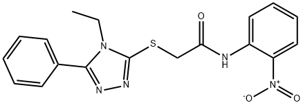 2-[(4-ethyl-5-phenyl-4H-1,2,4-triazol-3-yl)sulfanyl]-N-{2-nitrophenyl}acetamide Struktur