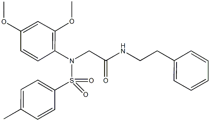 2-{2,4-dimethoxy[(4-methylphenyl)sulfonyl]anilino}-N-(2-phenylethyl)acetamide Struktur