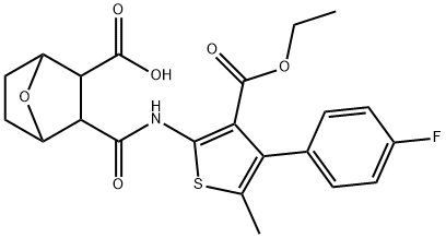 3-({[3-(ethoxycarbonyl)-4-(4-fluorophenyl)-5-methyl-2-thienyl]amino}carbonyl)-7-oxabicyclo[2.2.1]heptane-2-carboxylic acid Struktur