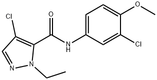 4-chloro-N-(3-chloro-4-methoxyphenyl)-1-ethyl-1H-pyrazole-5-carboxamide Struktur