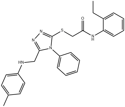 N-(2-ethylphenyl)-2-{[4-phenyl-5-(4-toluidinomethyl)-4H-1,2,4-triazol-3-yl]sulfanyl}acetamide Struktur