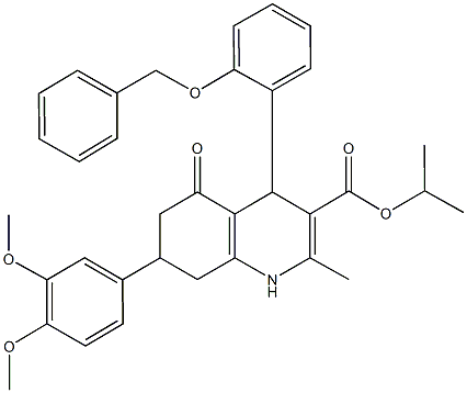 isopropyl 4-[2-(benzyloxy)phenyl]-7-(3,4-dimethoxyphenyl)-2-methyl-5-oxo-1,4,5,6,7,8-hexahydro-3-quinolinecarboxylate Struktur