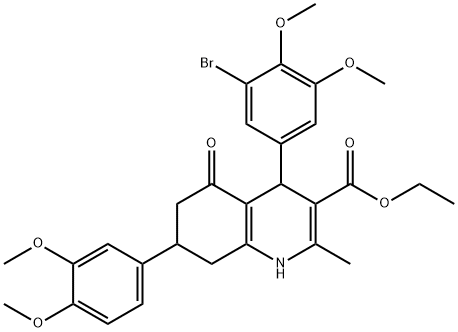 ethyl 4-(3-bromo-4,5-dimethoxyphenyl)-7-(3,4-dimethoxyphenyl)-2-methyl-5-oxo-1,4,5,6,7,8-hexahydro-3-quinolinecarboxylate Struktur