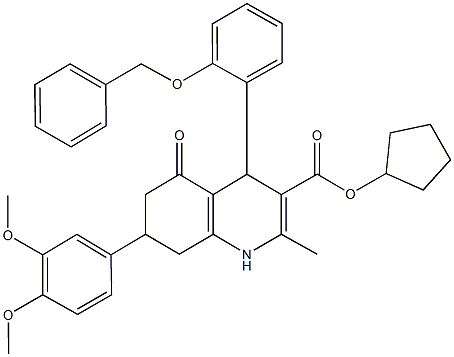 cyclopentyl 4-[2-(benzyloxy)phenyl]-7-(3,4-dimethoxyphenyl)-2-methyl-5-oxo-1,4,5,6,7,8-hexahydro-3-quinolinecarboxylate Struktur