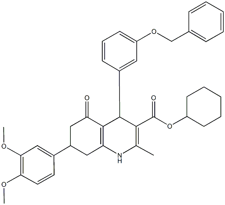 cyclohexyl 4-[3-(benzyloxy)phenyl]-7-(3,4-dimethoxyphenyl)-2-methyl-5-oxo-1,4,5,6,7,8-hexahydro-3-quinolinecarboxylate Struktur