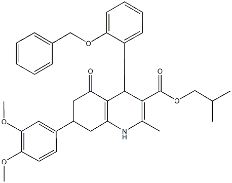 isobutyl 4-[2-(benzyloxy)phenyl]-7-(3,4-dimethoxyphenyl)-2-methyl-5-oxo-1,4,5,6,7,8-hexahydro-3-quinolinecarboxylate Struktur