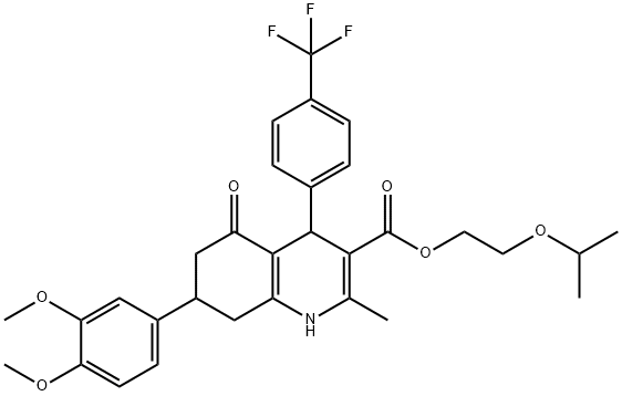 2-isopropoxyethyl 7-(3,4-dimethoxyphenyl)-2-methyl-5-oxo-4-[4-(trifluoromethyl)phenyl]-1,4,5,6,7,8-hexahydro-3-quinolinecarboxylate Struktur