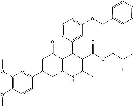 isobutyl 4-[3-(benzyloxy)phenyl]-7-(3,4-dimethoxyphenyl)-2-methyl-5-oxo-1,4,5,6,7,8-hexahydro-3-quinolinecarboxylate Struktur