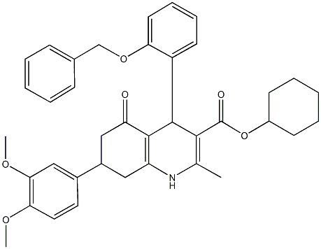 cyclohexyl 4-[2-(benzyloxy)phenyl]-7-(3,4-dimethoxyphenyl)-2-methyl-5-oxo-1,4,5,6,7,8-hexahydro-3-quinolinecarboxylate Struktur