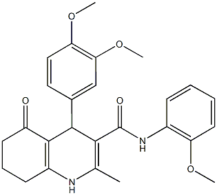 4-(3,4-dimethoxyphenyl)-N-(2-methoxyphenyl)-2-methyl-5-oxo-1,4,5,6,7,8-hexahydro-3-quinolinecarboxamide Struktur