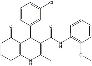 4-(3-chlorophenyl)-N-(2-methoxyphenyl)-2-methyl-5-oxo-1,4,5,6,7,8-hexahydro-3-quinolinecarboxamide Struktur