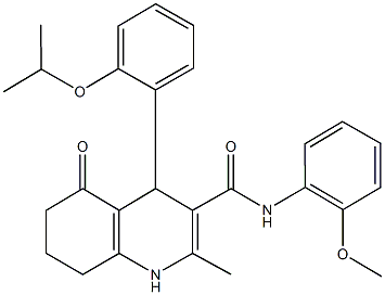 4-(2-isopropoxyphenyl)-N-(2-methoxyphenyl)-2-methyl-5-oxo-1,4,5,6,7,8-hexahydro-3-quinolinecarboxamide Struktur