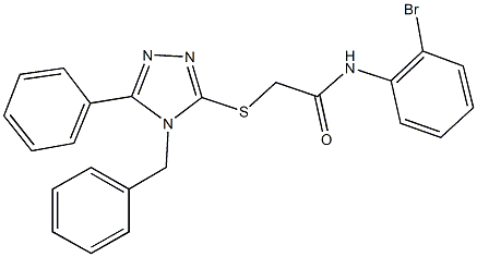 2-[(4-benzyl-5-phenyl-4H-1,2,4-triazol-3-yl)sulfanyl]-N-(2-bromophenyl)acetamide Struktur