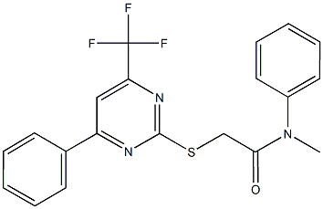 N-methyl-N-phenyl-2-{[4-phenyl-6-(trifluoromethyl)-2-pyrimidinyl]sulfanyl}acetamide Struktur