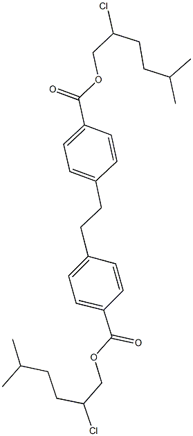 2-chloro-5-methylhexyl 4-[2-(4-{[(2-chloro-5-methylhexyl)oxy]carbonyl}phenyl)ethyl]benzoate Struktur