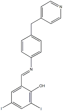 2,4-diiodo-6-({[4-(4-pyridinylmethyl)phenyl]imino}methyl)phenol Struktur