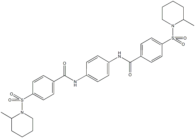 4-[(2-methyl-1-piperidinyl)sulfonyl]-N-[4-({4-[(2-methyl-1-piperidinyl)sulfonyl]benzoyl}amino)phenyl]benzamide Struktur