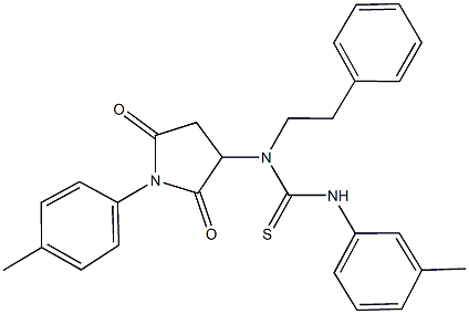 N'-(3-methylphenyl)-N-[1-(4-methylphenyl)-2,5-dioxo-3-pyrrolidinyl]-N-(2-phenylethyl)thiourea Struktur