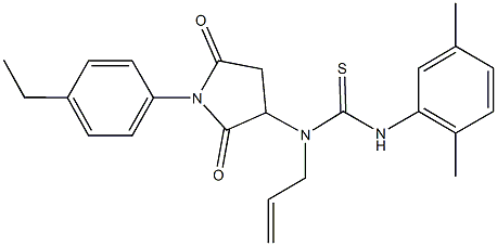 N-allyl-N'-(2,5-dimethylphenyl)-N-[1-(4-ethylphenyl)-2,5-dioxo-3-pyrrolidinyl]thiourea Struktur