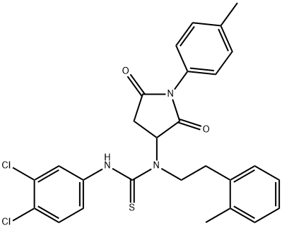 N'-(3,4-dichlorophenyl)-N-[1-(4-methylphenyl)-2,5-dioxo-3-pyrrolidinyl]-N-[2-(2-methylphenyl)ethyl]thiourea Struktur