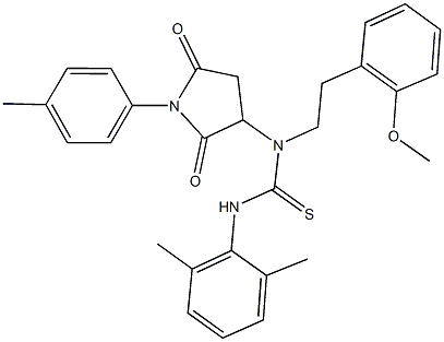 N'-(2,6-dimethylphenyl)-N-[2-(2-methoxyphenyl)ethyl]-N-[1-(4-methylphenyl)-2,5-dioxo-3-pyrrolidinyl]thiourea Struktur