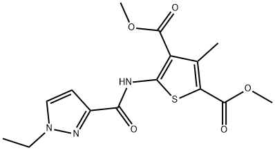 dimethyl 5-{[(1-ethyl-1H-pyrazol-3-yl)carbonyl]amino}-3-methyl-2,4-thiophenedicarboxylate Struktur