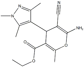 ethyl 6-amino-5-cyano-2-methyl-4-(1,3,5-trimethyl-1H-pyrazol-4-yl)-4H-pyran-3-carboxylate Struktur