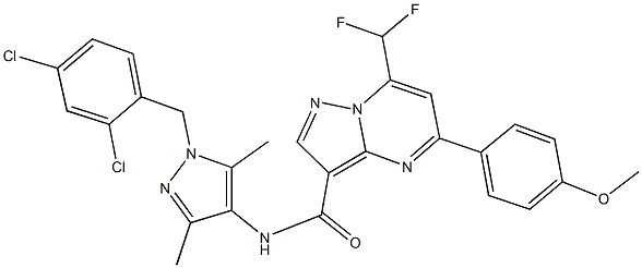 N-[1-(2,4-dichlorobenzyl)-3,5-dimethyl-1H-pyrazol-4-yl]-7-(difluoromethyl)-5-(4-methoxyphenyl)pyrazolo[1,5-a]pyrimidine-3-carboxamide Struktur