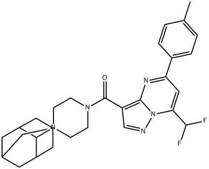 3-{[4-(2-adamantyl)-1-piperazinyl]carbonyl}-7-(difluoromethyl)-5-(4-methylphenyl)pyrazolo[1,5-a]pyrimidine Struktur